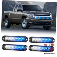 4pcs 6led Blue White Emergency Strobe Lights 12v 24v Surface Mount Bule White