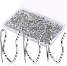 Metal Curtain Hooks, 200pcs Drapery Pins Stainless Steel Pin-on Silver White