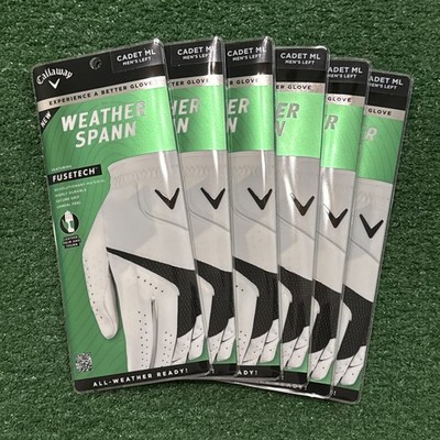 NEW 6 Callaway Weather Spann Golf Glove Men s MLH Left Hand Size Cadet M/L