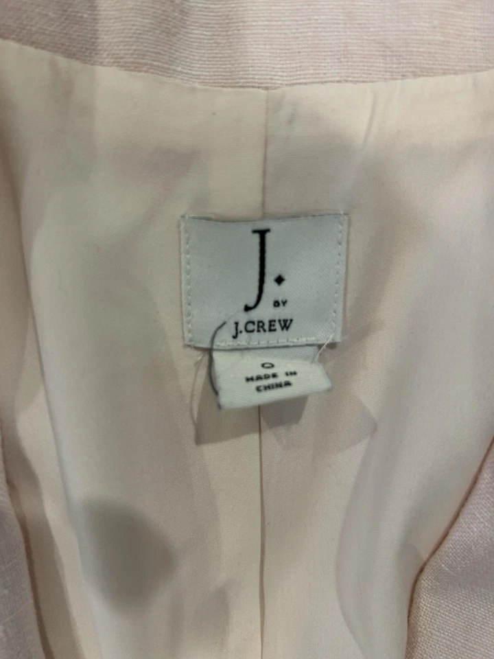 Blazer J.Crew de lino con un solo botón rosa suave rubor talla 0 Foto 3 de 4
