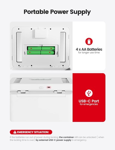 Metal Timer Lock Box with Child Lock and LED Display, Self-Control Time Locking - Afbeelding 5 van 8