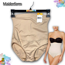 NWT Maidenform S High Waist Tummy Control Shapewear Underwear Brief FL1854 Beige