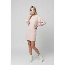 NWT Express Crew Neck Tie Sleeve Ponte Shift Dress Pink Sz S Womens