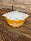 Vintage 1970's Pyrex Butterfly Gold 475-B Casserole Deep Dish 2.5 qt & Lid 475-C