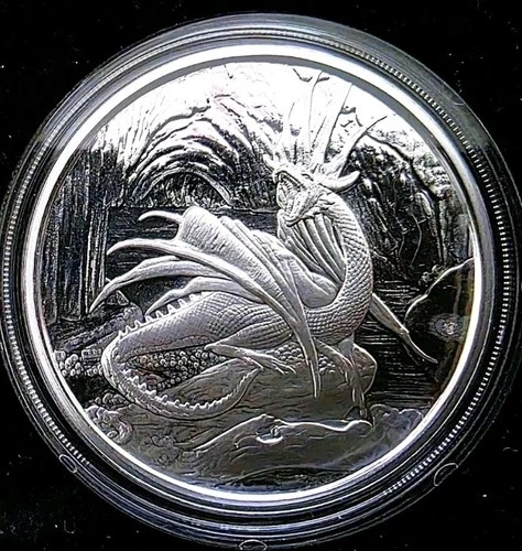 1 oz .999 Silver Proof Coin Limited Nordic Creatures Dragon 🐲🔥COA/BOX