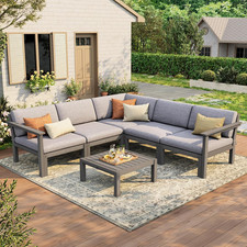 Patio Furniture Set, 6-Piece All-Weather Outdoor Sectional Sofa Set - Modular &