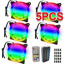 5 Pack Desktop RGB Fans PC 120mm LED Cooling Fans with Remote and Controller UK
