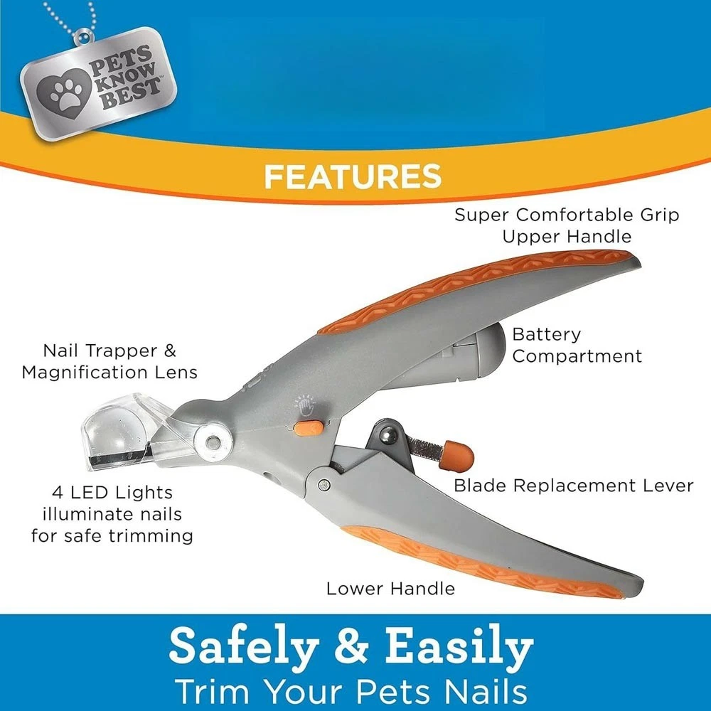 Magnifying Stainless-Steel Durable Pet Cat And Dog Nail Clippers With Led Lights