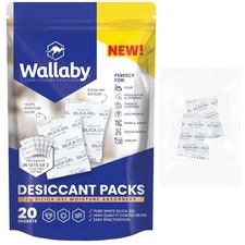 20 Pack 2g Silica Gel Desiccant Packs - Food Safe, Reusable Moisture Absorbers