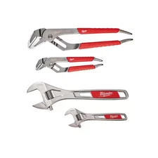 6 In. and 10 In. Straight-Jaw Pliers Set with 6 In. and 10 In. Adjustable Wrench