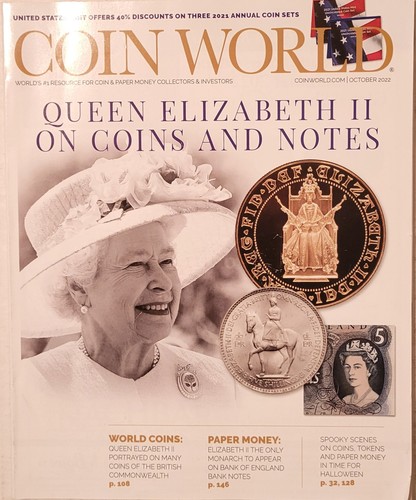 Coin World Magazine October 2022 - Queen Elizabeth II on Coins and Notes