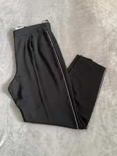 Wallis Petite Ladies Black Diamante Gem Side Stripe Smart Trousers Size UK 12