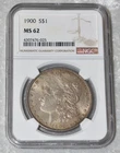1900 P MORGAN 90% SILVER $1 DOLLAR NGC CERTIFIED MS 62 MS62 PHILADELPHIA US MINT
