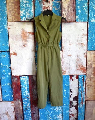 Girls Youth Shein Jumpsuit Sleeveless Collared SIZE 10Y Olive Green