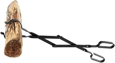 Rocky Mountain Goods Firewood Tongs - Reinforced Wrought Iron for Extra Black 
