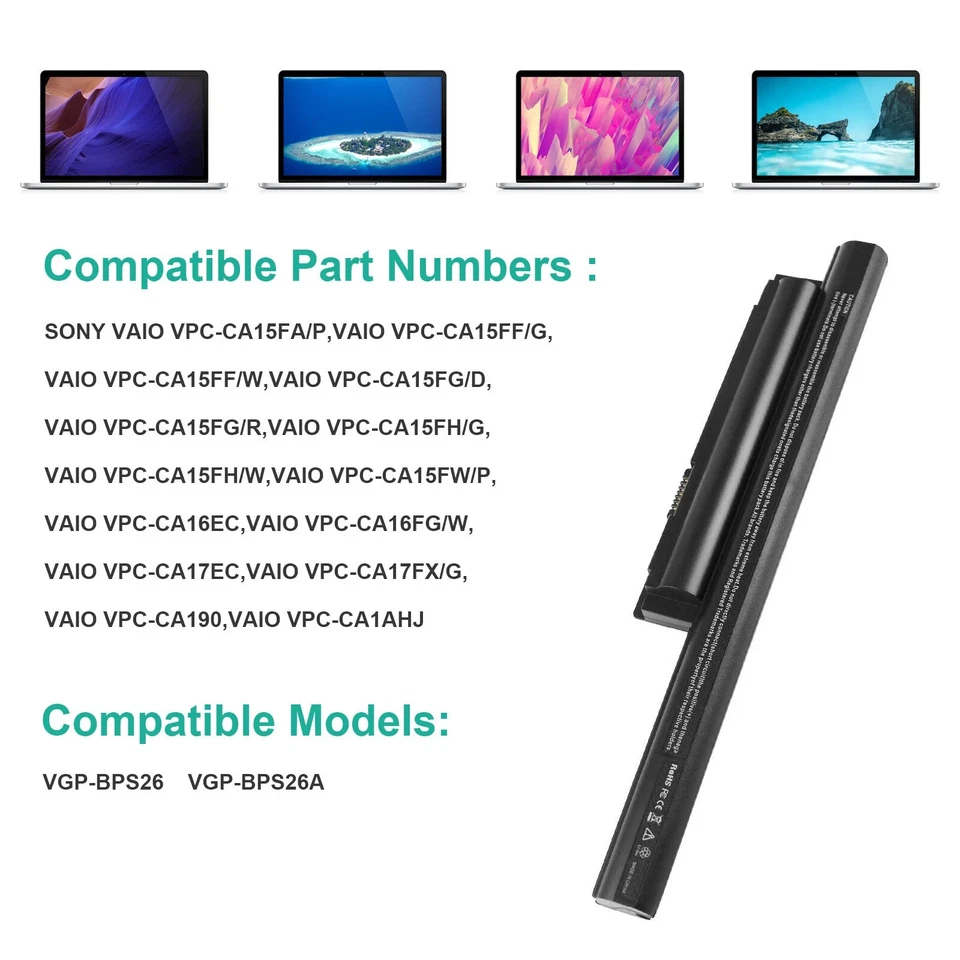 Batería para portátil BPS26 para Sony VAIO VGP-BPS26 VGP-BPS26A VGP-BPL26 VPC-EH VPC-CA Foto 2 de 2