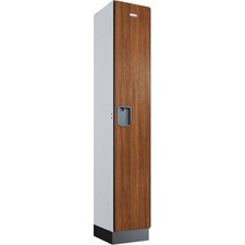 Global Industrial 1-Tier 1 Door Wood Locker 12"W x 15"D x 72"H Cherry