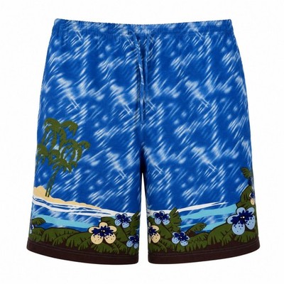 Identic Blue Hawaiian Swim Shorts XL Tropical Board Shorts Mens
