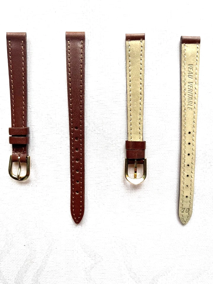 BRACELET MONTRE CUIR VEAU VERITABLE 10 MM MARRON - Photo 1/1