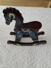 Wooden Rocking Horse, Painted For Crafts, Decor 7.5X7.25X2.5