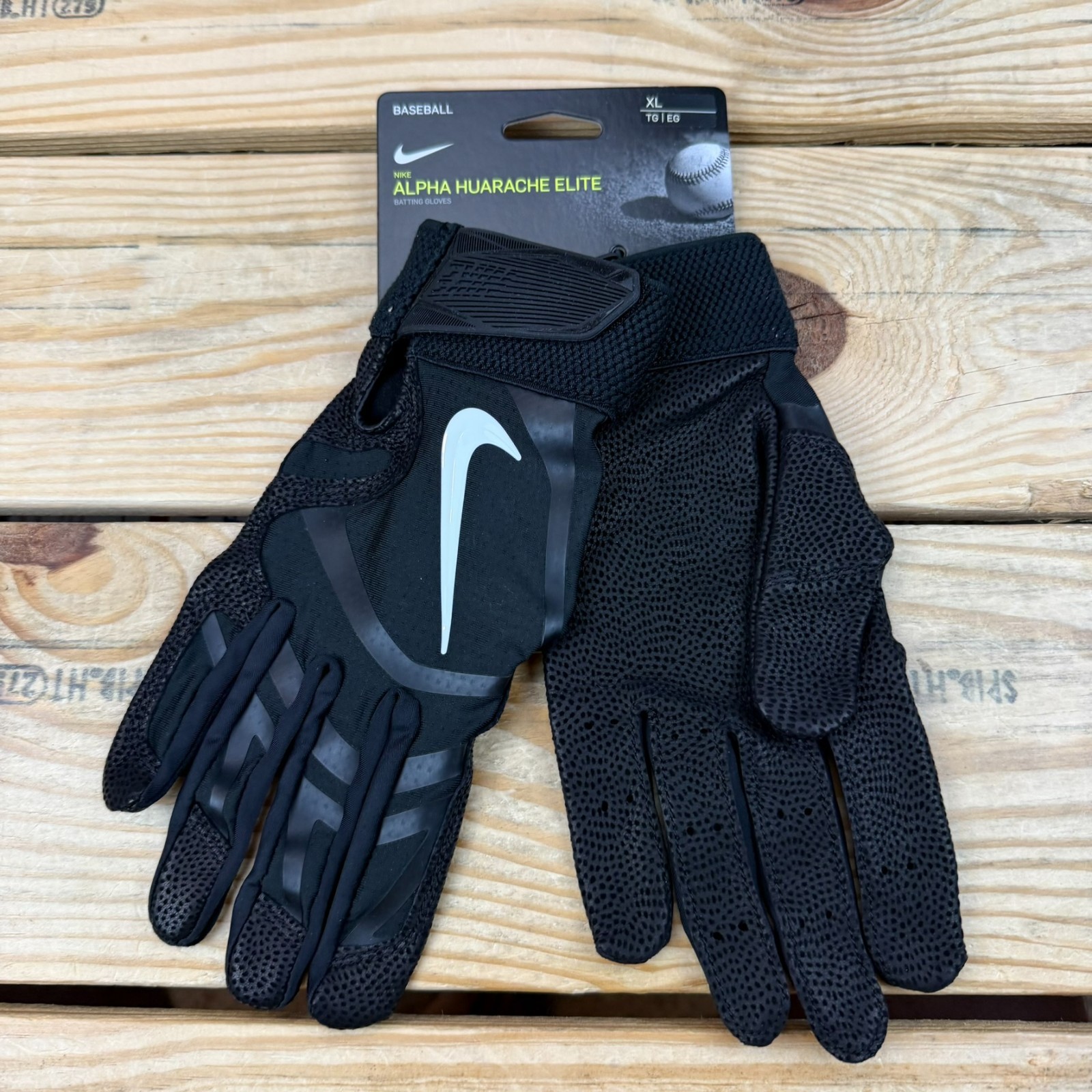 Nike Alpha Huarache Elite Adult Baseball Batting Gloves Black Large CV0720-091