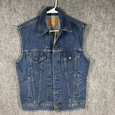 Vintage Levi  s Denim Jean Vest Trucker Jacket 70508-7142 Light Wash Size S USA