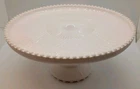Vintage Jeannette Opaque Pink Milk Glass Cake Stand, Plate Pedestal 10" Diameter