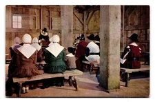 Vintage Pilgrim Meeting House Plymouth MA Postcard by Tichnor Bros