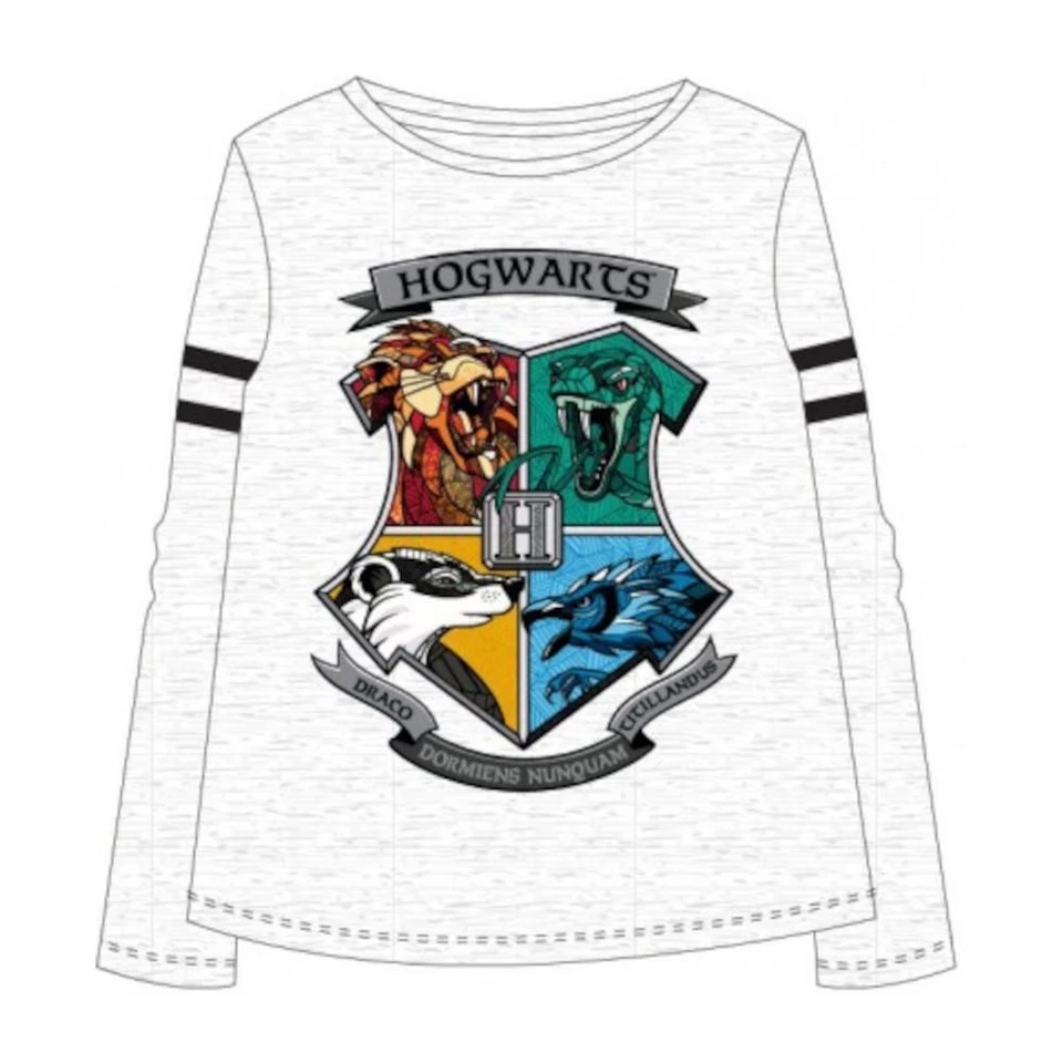 Harry Potter Langarm-Shirt, grau- Hogwarts Wappen farbig - Bild 1 von 1