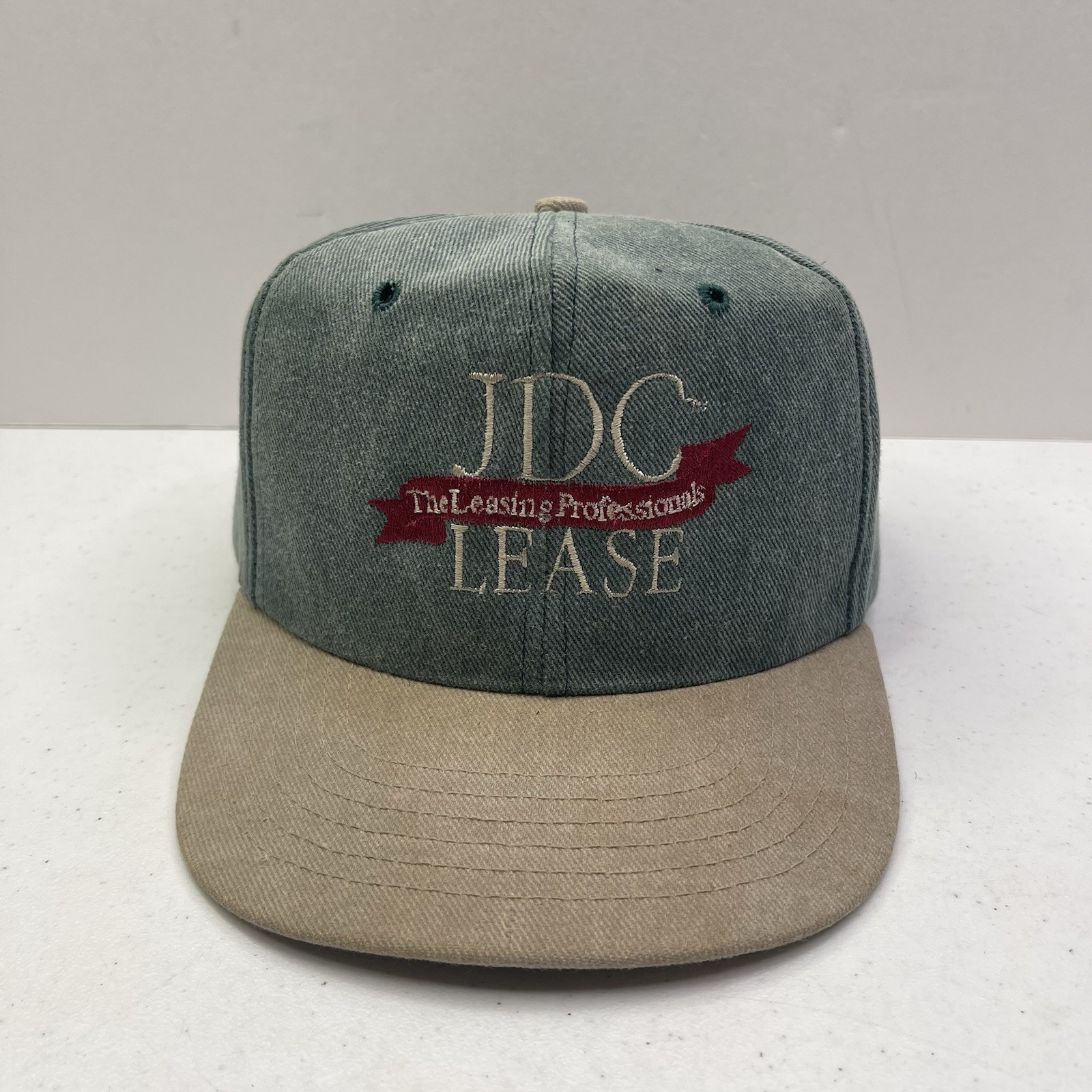 Vintage John Deere Credit Lease Snapback Trucker Hat Cap Green Denim Made In USA