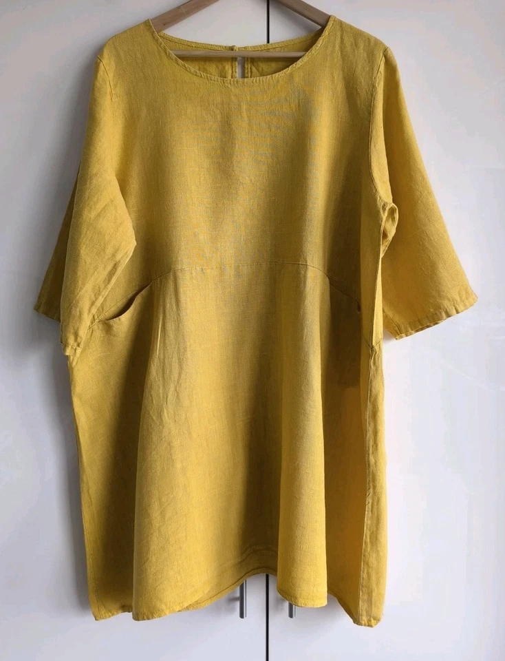 Vestido vintage lino amarillo 💛 estilo boho Foto 4 de 4