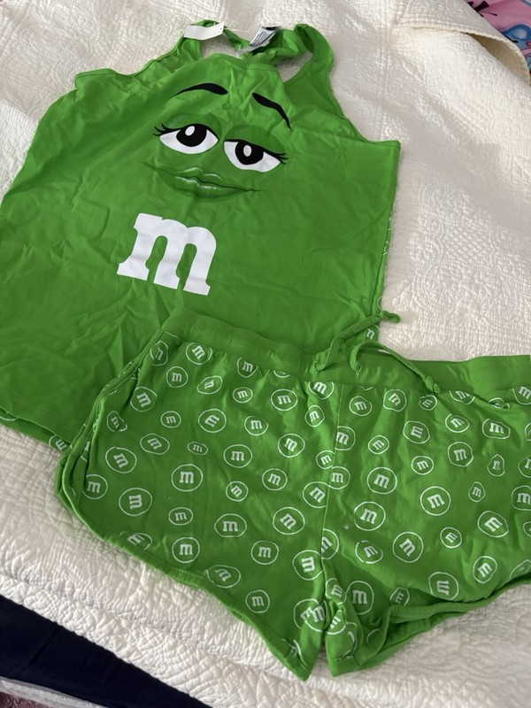 NWT M&M Women's Green 100% Cotton Long Tank Top & Shorts Sz L