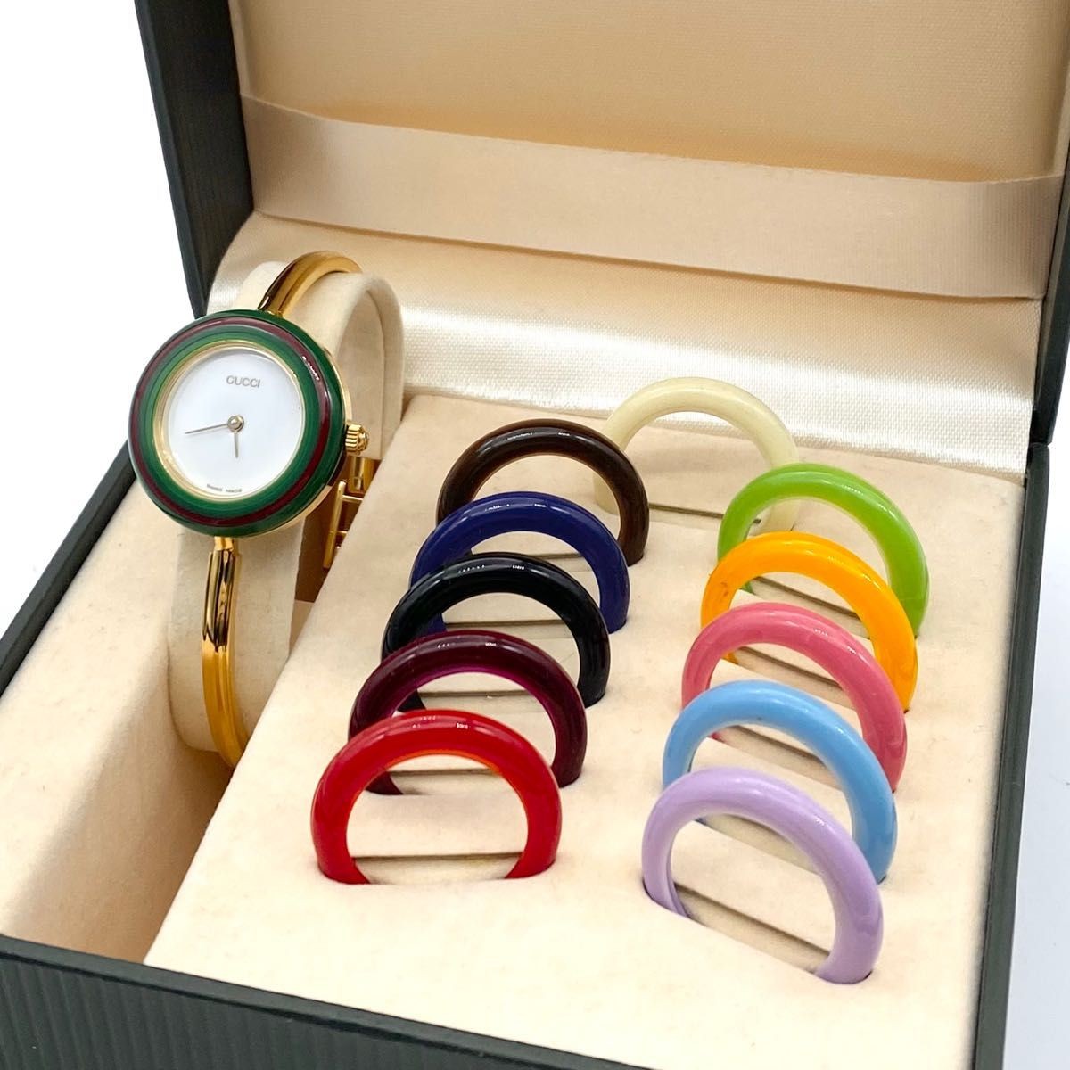 GUCCI Change Bezel Watch 2.5cm Case Gold 16-16.5cm Womens Rare Vintage