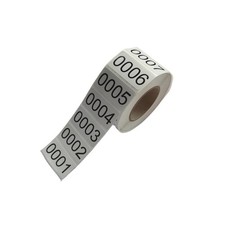 0001-1000 Count Inventory Numbered Stickers Roll, Self 1.6 x 0.8 inch, White