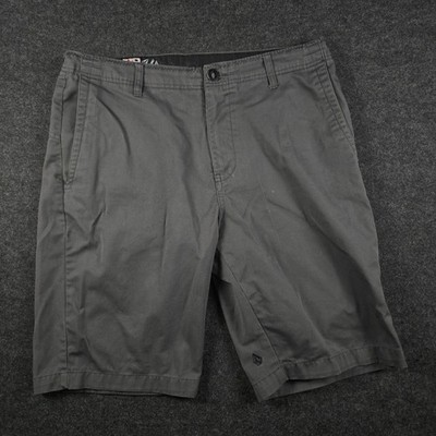 Vtg Y2K Volcom Men's Gray Volcom Chino Shorts Skateboard Grunge Summer Size 34
