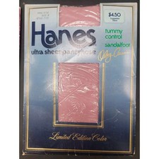 Vtg Hanes Pantyhose 80s Oleg Cassini PINK ROSE Nylon Ultra Sheer Sz B