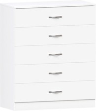 Riano Chest Of Drawers White 5 Drawer Metal Handles Runners Bedroom Furnitur