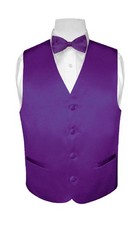 BOY'S Dress Vest  BOW TIE Solid PURPLE INDIGO Color BowTie Set for Suit or Tux