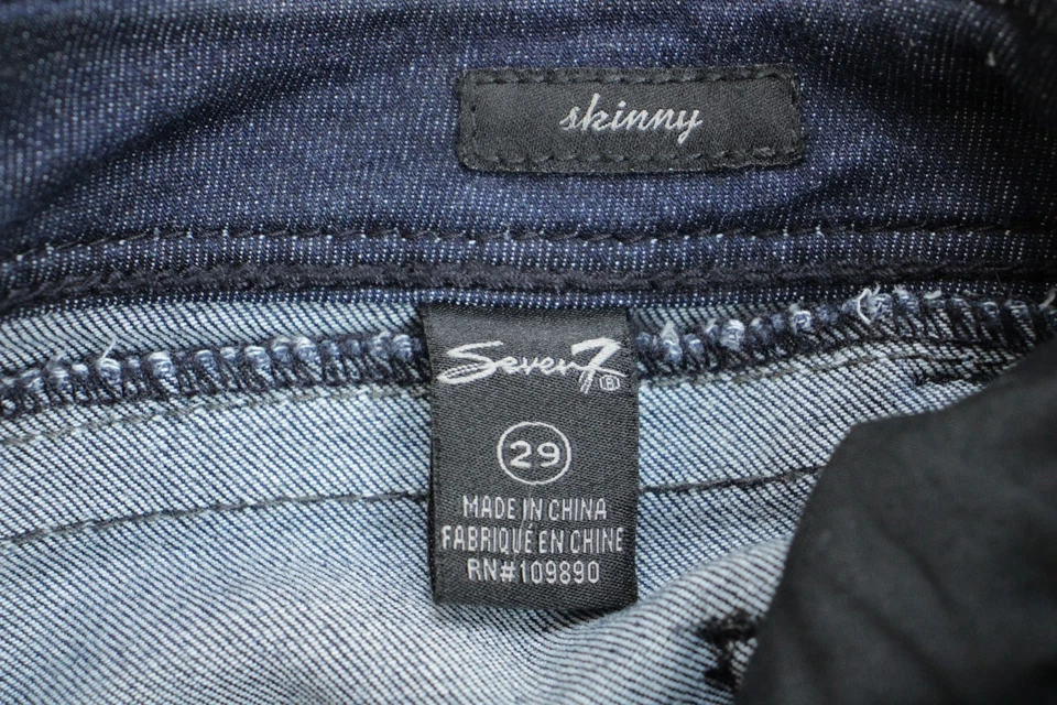 Pantalones de mezclilla Seven7 para mujer talla 29 azules ajustados mezcla de algodón elásticos lavado oscuro Foto 4 de 4