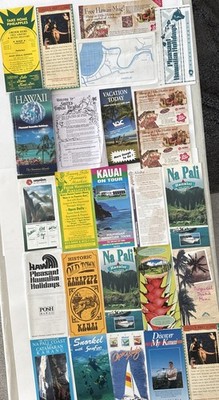 Large Vintage Kauai Hawaii Tourism Brochures Lot Na Pali Hanalei Hotels 25 Items