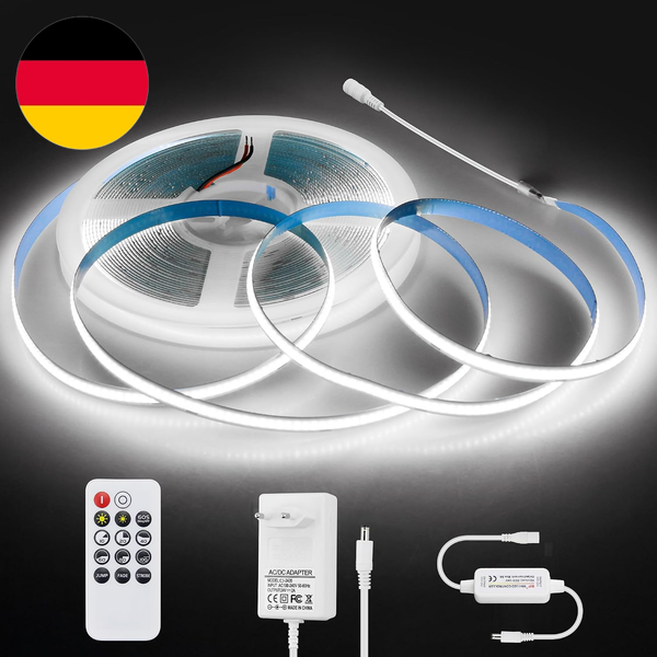 Aclorol COB LED Strip 10M 24V Dimmbar LED Band Mit Netzteil, Kaltweiß 6000K | Fl-image