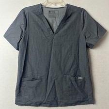 FIGS Technical Collection Casma Scrub Top Womens Medium Gray V-Neck FW1100 M
