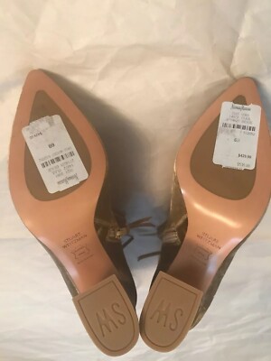 Bottines Talons Stuart Weitzman 'Grandiose' - Panne Velours, Talon Bloc 6 Cm - Dorées/Beige - Neuves Sans Boîte