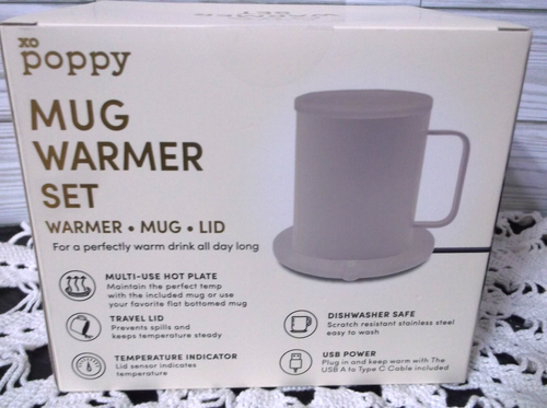 NEW Mug Warmer Set Coffee Mug Warmer Xo Poppy-New - Picture 3 of 6