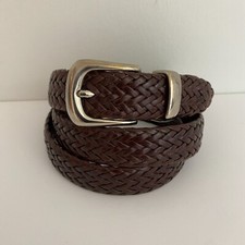 Braided Leather Belt Brown M 41"