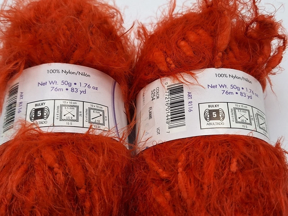 2 Moda Dea Eden Yarn Flame #5254 Orange 100% Nylon 1.76 oz  83 yd  Italy Bulky 5 - Image 2 of 4