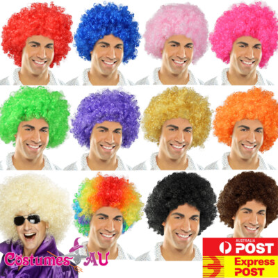 SHATCHI Curly Afro Fancy Dress Wig - Funky 70s Disco/Clown Costume Hair For Men Or Women