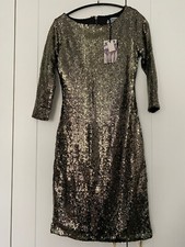 alice&you sequinned bodycon golden dress size 10 party new with small defect £60