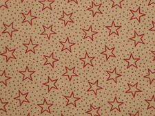 Primitive Rustic Patriotic Print Cotton Americana Fabric Red Stars And Dots