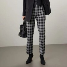 Reformation Checkered Black White Pants Franklin Checked Trousers Sz 2